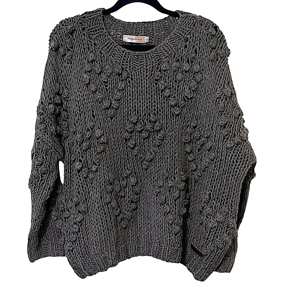Simply Couture Handmade Gray Popcorn Stitch Pullover Sweater XL